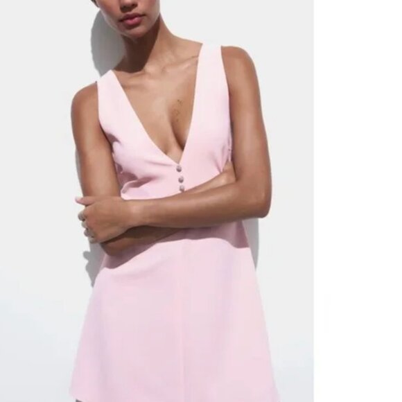 ZARA Jewel Button Pinafore Dress - Picture 6 of 9